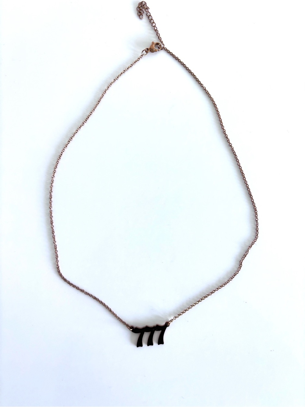 Rose Gold tone Triple 7 Lucky 777 Pendant Necklace Adjustable Chain